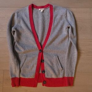Caslon Cardigan Sweater Gray Orange Detail Size XS